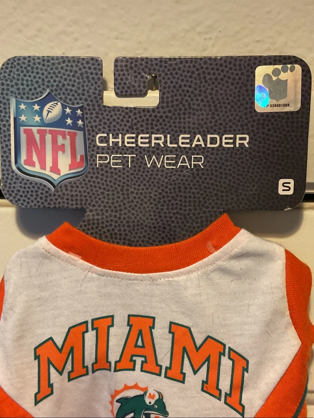 NFL Miami Dolphins Orange and White Cheerleader Pet Dress Size Small 8”-12”